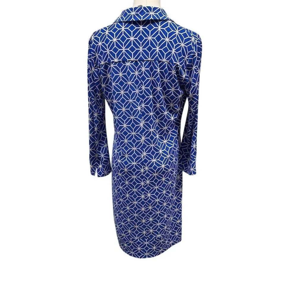 EUC Donna Morgan Women's Blue Geometric Dress Size 4 - Picture 2 of 6